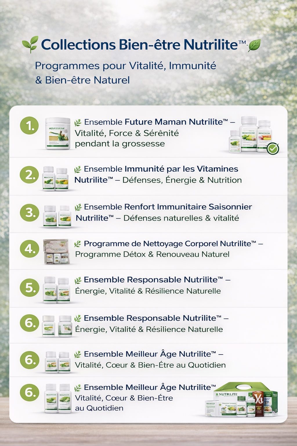 🌿Collection Complète Nutrilite™ – Les 6 Ensembles Bien-Être Essentiels