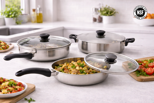 🍳Ensemble de Sauteuses iCook™ 5 Éléments – Inox 18/10 & Cuisson Saine